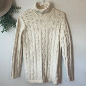 Lands’ End-Chunky Cable Knit Sweater-Off white-Sz Small 6-8